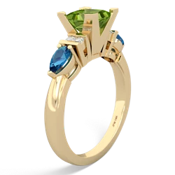 Peridot 6Mm Princess Eternal Embrace Engagement 14K Yellow Gold ring C2002