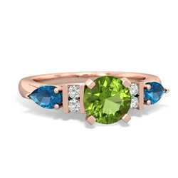 Peridot 6Mm Round Eternal Embrace Engagement 14K Rose Gold ring R2005