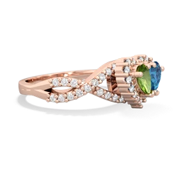 Peridot Diamond Twist 'One Heart' 14K Rose Gold ring R2640HRT