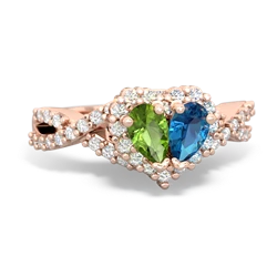 Peridot Diamond Twist 'One Heart' 14K Rose Gold ring R2640HRT