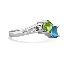 Peridot Snuggling Hearts 14K White Gold ring R2178