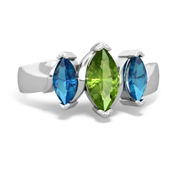 Peridot Three Peeks 14K White Gold ring R2433