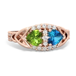 Peridot Sparkling Celtic Knot 14K Rose Gold ring R2645