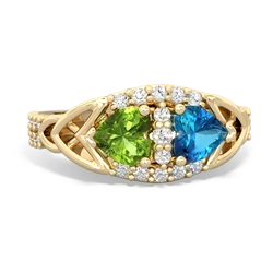 Peridot Sparkling Celtic Knot 14K Yellow Gold ring R2645