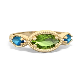 Peridot Milgrain Marquise 14K Yellow Gold ring R5700