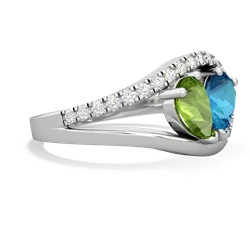 Peridot Nestled Heart Keepsake 14K White Gold ring R5650