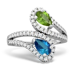 Peridot Diamond Dazzler 14K White Gold ring R3000