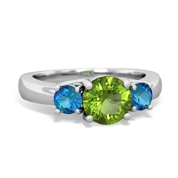 Peridot Three Stone Round Trellis 14K White Gold ring R4018