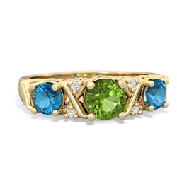 Peridot Hugs And Kisses 14K Yellow Gold ring R5016