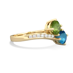 Peridot Channel Set Two Stone 14K Yellow Gold ring R5303