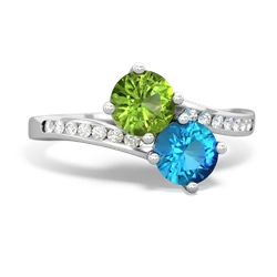 Peridot Channel Set Two Stone 14K White Gold ring R5303