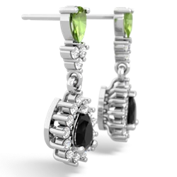 Peridot Halo Pear Dangle 14K White Gold earrings E1882