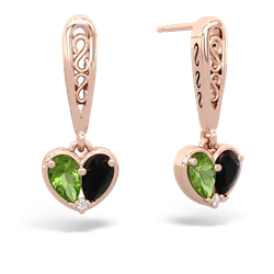 Peridot Filligree Heart 14K Rose Gold earrings E5070