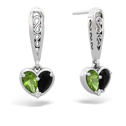 Peridot Filligree Heart 14K White Gold earrings E5070