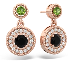 Peridot Halo Dangle 14K Rose Gold earrings E5319