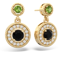 Peridot Halo Dangle 14K Yellow Gold earrings E5319