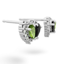 Peridot Halo 14K White Gold earrings E7008