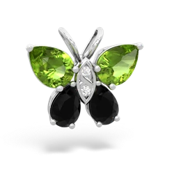 Peridot Butterfly 14K White Gold pendant P2215