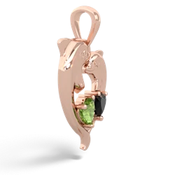 Peridot Dolphin Heart 14K Rose Gold pendant P5820