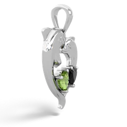 Peridot Dolphin Heart 14K White Gold pendant P5820