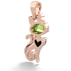 Peridot Kitten 14K Rose Gold pendant P5780