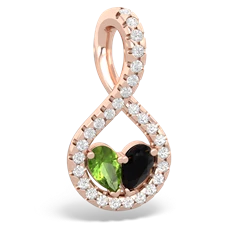 Peridot Pave Twist 'One Heart' 14K Rose Gold pendant P5360