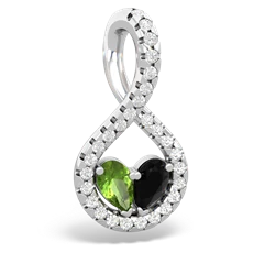 Peridot Pave Twist 'One Heart' 14K White Gold pendant P5360