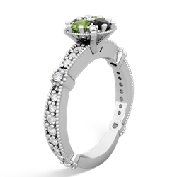 Peridot Sparkling Tiara Cluster 14K White Gold ring R26293RD