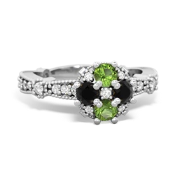 Peridot Sparkling Tiara Cluster 14K White Gold ring R26293RD