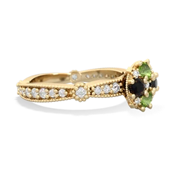 Peridot Sparkling Tiara Cluster 14K Yellow Gold ring R26293RD