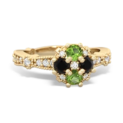 Peridot Sparkling Tiara Cluster 14K Yellow Gold ring R26293RD