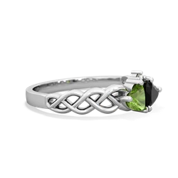 Peridot Heart To Heart Braid 14K White Gold ring R5870