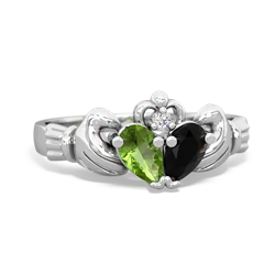 Peridot 'Our Heart' Claddagh 14K White Gold ring R2388