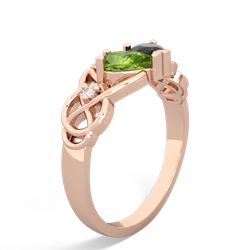 Peridot 'One Heart' Celtic Knot Claddagh 14K Rose Gold ring R5322