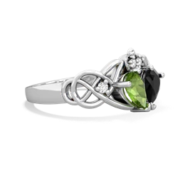 Peridot 'One Heart' Celtic Knot Claddagh 14K White Gold ring R5322