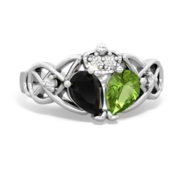 Peridot 'One Heart' Celtic Knot Claddagh 14K White Gold ring R5322