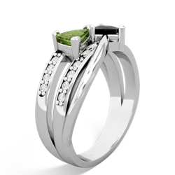 Peridot Bowtie 14K White Gold ring R2360