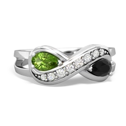 Peridot Diamond Infinity 14K White Gold ring R5390