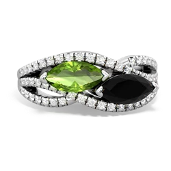 Peridot Diamond Rivers 14K White Gold ring R3070