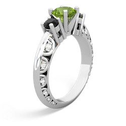 Peridot Art Deco Eternal Embrace Engagement 14K White Gold ring C2003