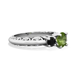 Peridot Art Deco Eternal Embrace Engagement 14K White Gold ring C2003