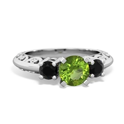 Peridot Art Deco Eternal Embrace Engagement 14K White Gold ring C2003