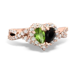 Peridot Diamond Twist 'One Heart' 14K Rose Gold ring R2640HRT