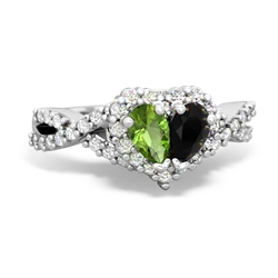 Peridot Diamond Twist 'One Heart' 14K White Gold ring R2640HRT