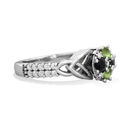 Peridot Celtic Knot Cluster Engagement 14K White Gold ring R26443RD