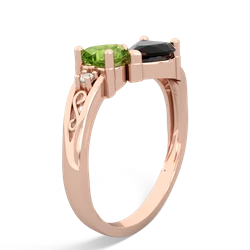 Peridot Snuggling Hearts 14K Rose Gold ring R2178