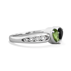 Peridot Filligree 'One Heart' 14K White Gold ring R5070