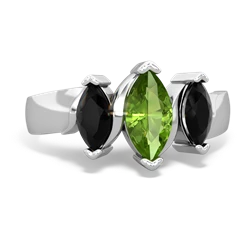 Peridot Three Peeks 14K White Gold ring R2433