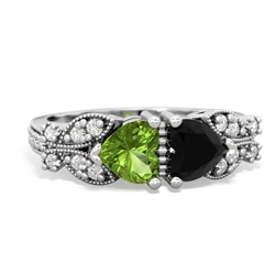 Peridot Diamond Butterflies 14K White Gold ring R5601