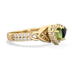 Peridot Celtic Knot Two Hearts As One 14K Yellow Gold ring R2644HRT